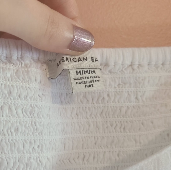 NWOT AEO White White Eyelet Embroidered Babydoll Ruffle Crop Top ✨🌴 - Picture 2 of 10